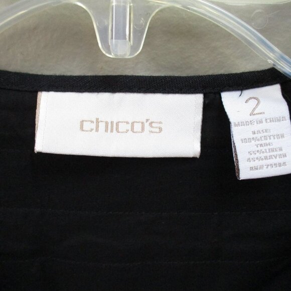 Womens Chico's Black Topper Jacket 3/4 Sleeves Lightweight Size Medium - Picture 4 of 4